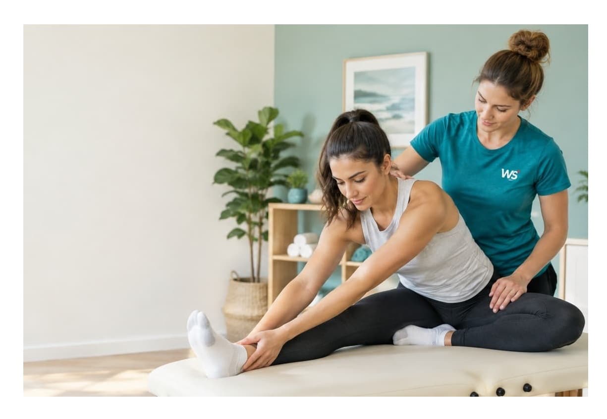 One-on-one assisted stretching session